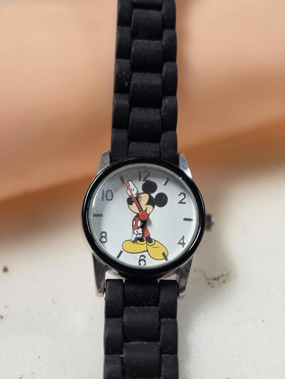 Disney Black Silicone Strap Watch with Mickey Mouse Dial
